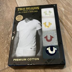 True Religion Premium Cotton V Neck Tees LARGE